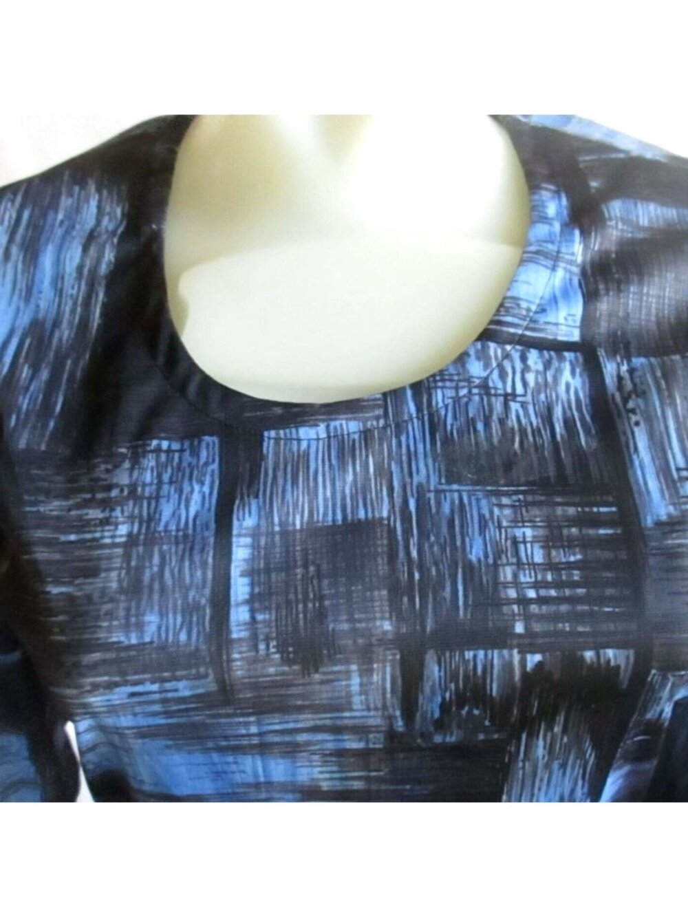 Vintage Top 1970s Blue Top Small Single Stitch Polyester Paint Print Disco